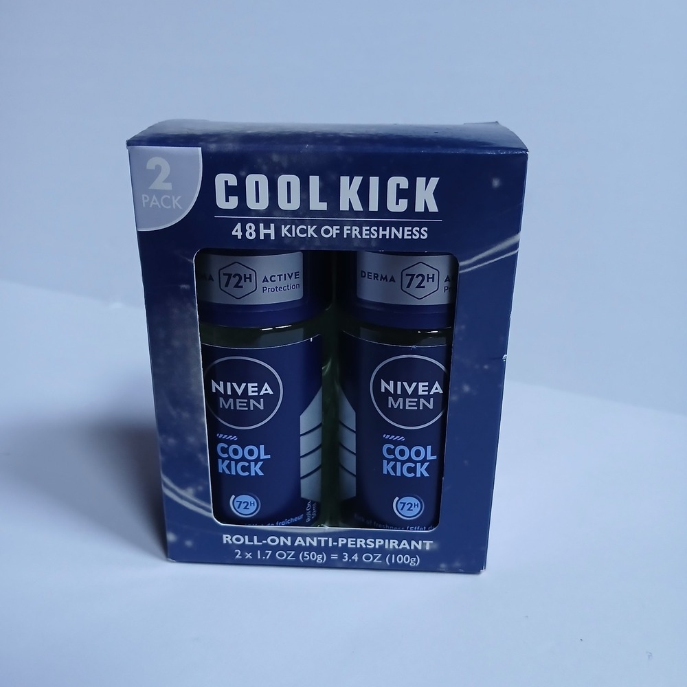 Nivea Men Cool Kick Roll-On Anti-Perspirant Deodorant 2 Pack 1.7 oz 50g
